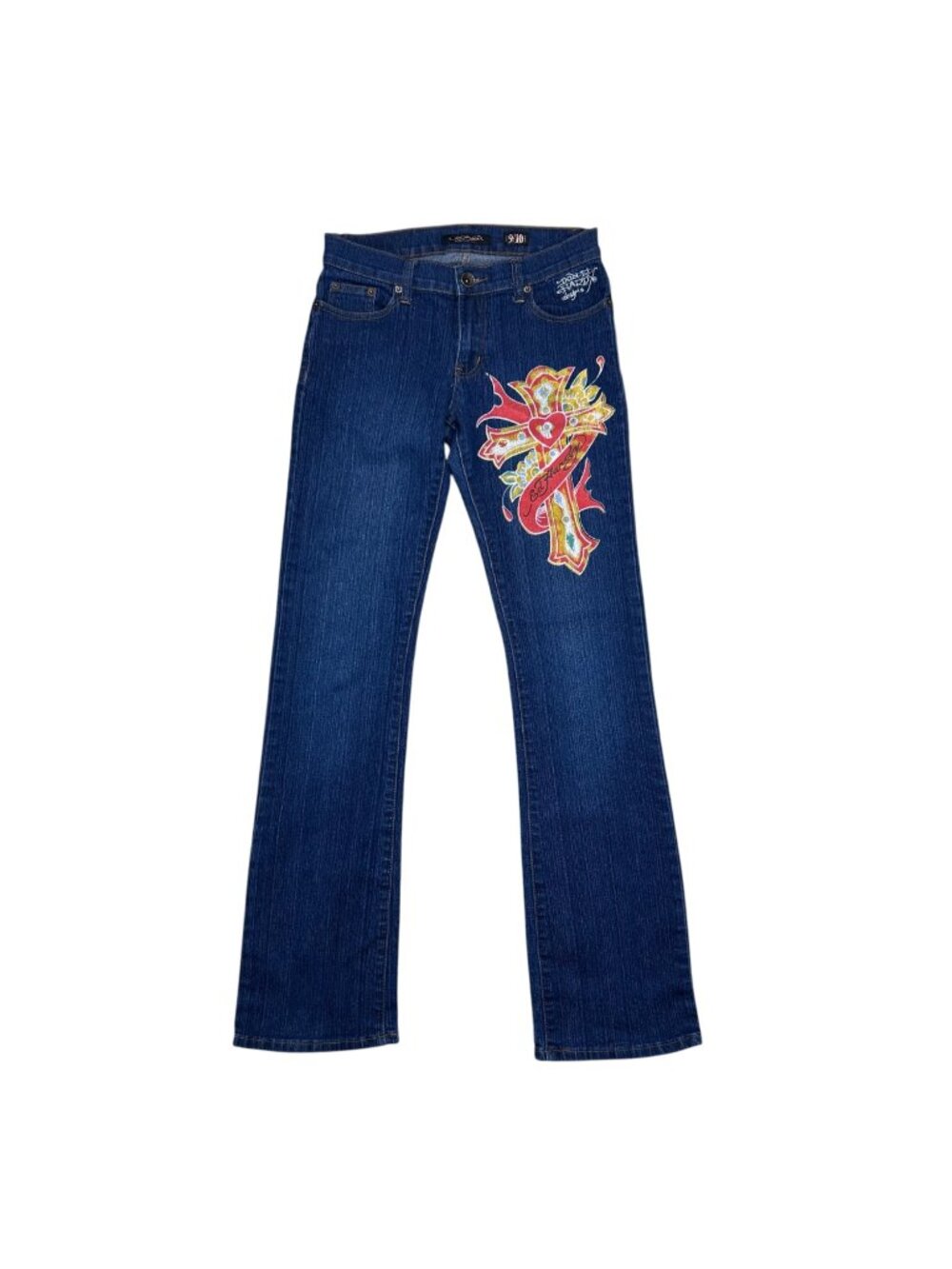 Ed Hardy 9/10 Embellished Low Rise Straight Leg Denim Jean Vintage
